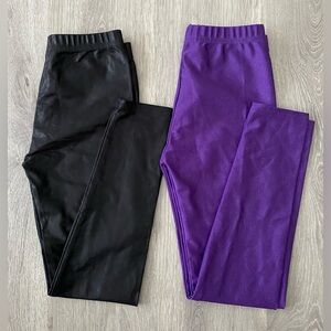 Junior’s Dori Creations  Black & Purple Shiny Leggings Bundle Size 12/14
